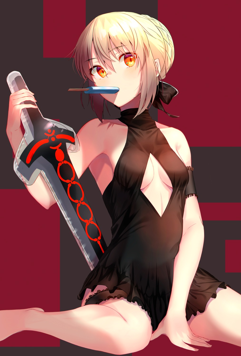 Jun Aousa Fate Grand Order Saber Saber Alter Cleavage Garter